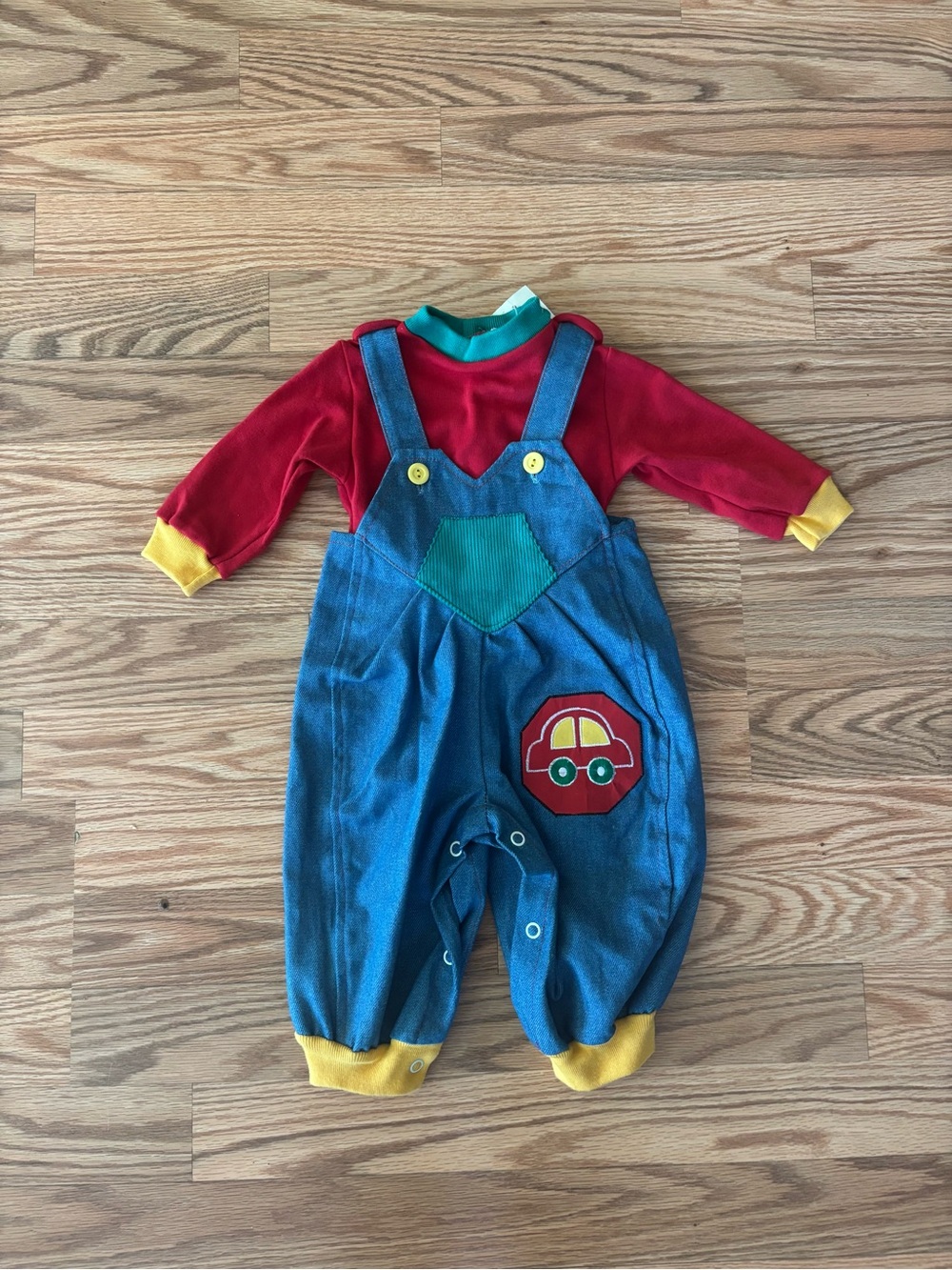 vintage cuties by Judy color block overall outfit NWT size 3-6 months